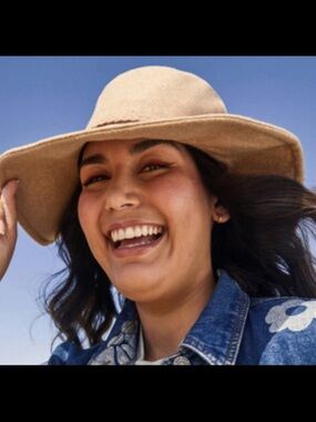 ASN x Anthropologie Harper Floppy Felt Hat Tan Braided Wide Brim Wool Blend NWT
